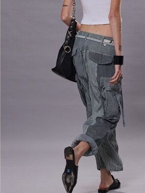 R13 Railroad Cargo Pants in Navy and White NWT $995